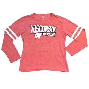 Pro Ad Sports Womens T Shirt Top Wisconsin Badgers Long Sleeve Retro Red Small